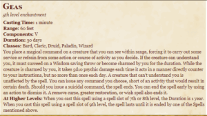 Geas Spell Geas D&D 5th Edition - D&D 5e Character Sheets