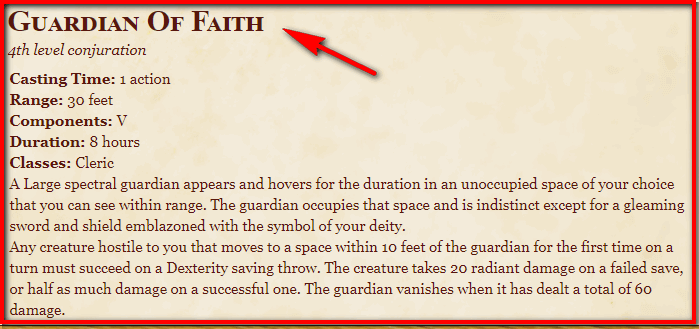 Guardian Of Faith 5e