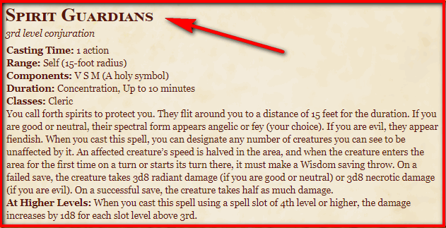 Spirit Guardians 5E Spell In DnD - D&D 5e Character Sheets