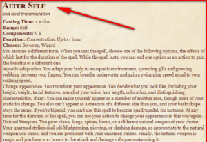Alter Self 5E Spell In DnD - D&amp;D 5e Character Sheets