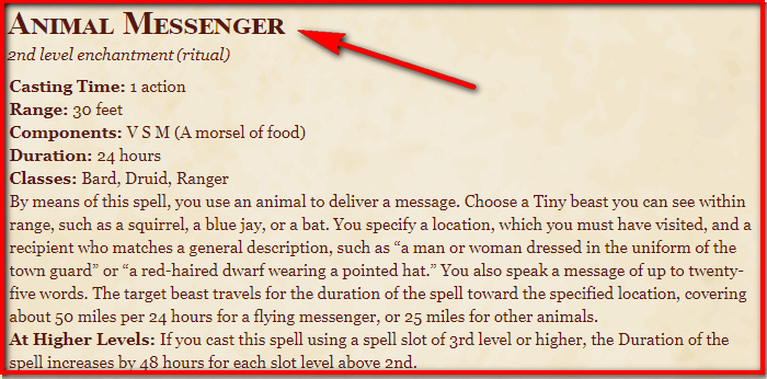 Animal Messenger 5e