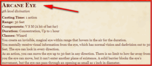 Arcane Eye 5E Spell In DnD - D&D 5e Character Sheets