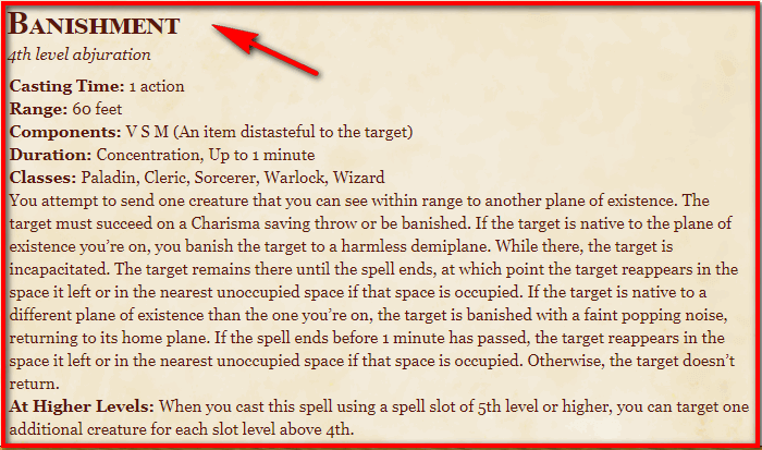 Featured image of post Banishment Spell 5E