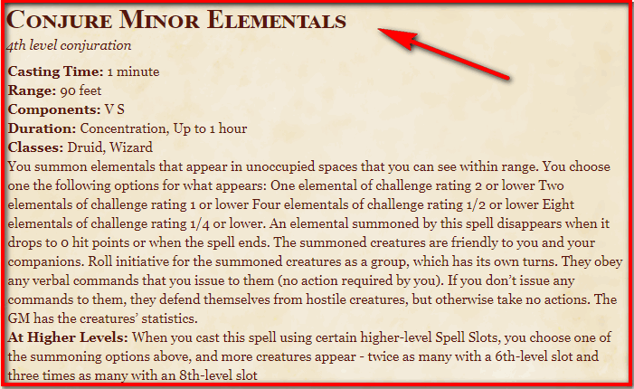 conjure minor elemental 5e