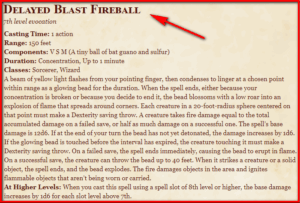 Delayed Blast Fireball D&D 5th Edition - D&D 5e Character Sheets