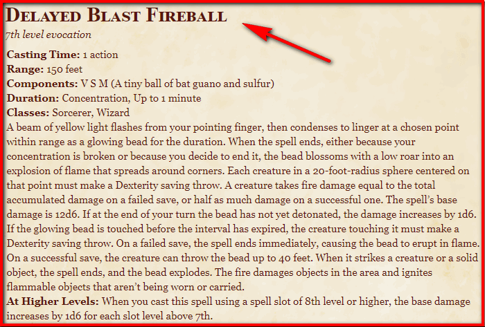 Delayed Blast Fireball 5e