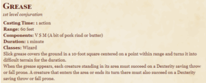 Geas Spell Grease 5E Spell In DnD - D&D 5e Character Sheets