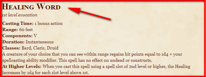 Healing Word 5e