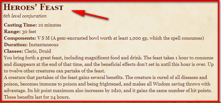 Heroes' Feast 5e