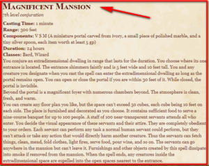 Magnificent Mansion 5E Spell In DnD D D 5e Character Sheets   Magnificent Mansion 5e 300x239 