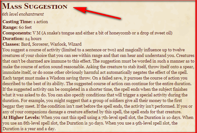 Mass Suggestion 5e