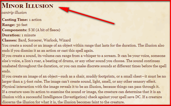 Minor Illusion 5e