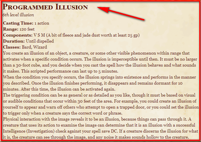 Programmed Illusion 5e