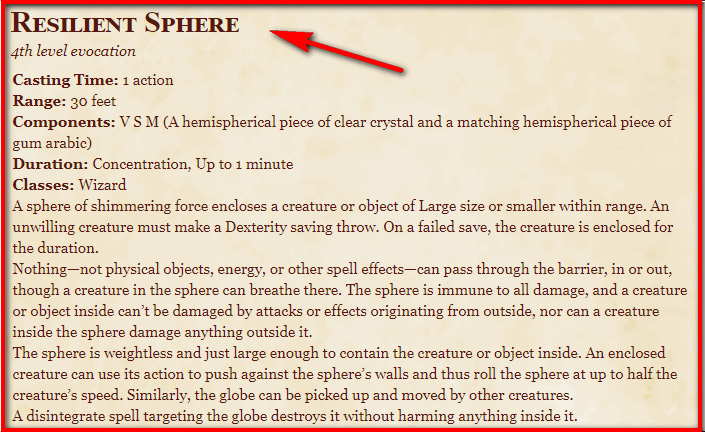 Resilient Sphere 5e