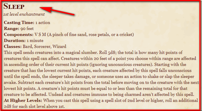 Sleep D&D 5th Edition - D&D 5e Character Sheets