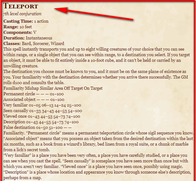 teleport 5e