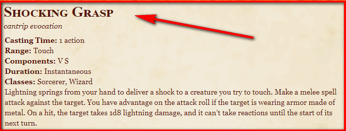 Shocking Grasp 5e