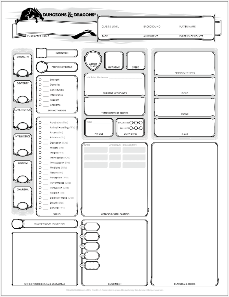 Character Sheets for 5e - D&D 5e Character Sheets